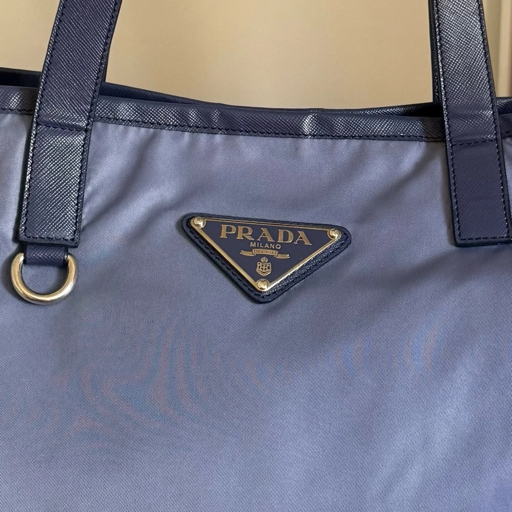 Prada Nylon Tote Bag-blue Large shoulder bag 🌟 - Picture 5 of 15